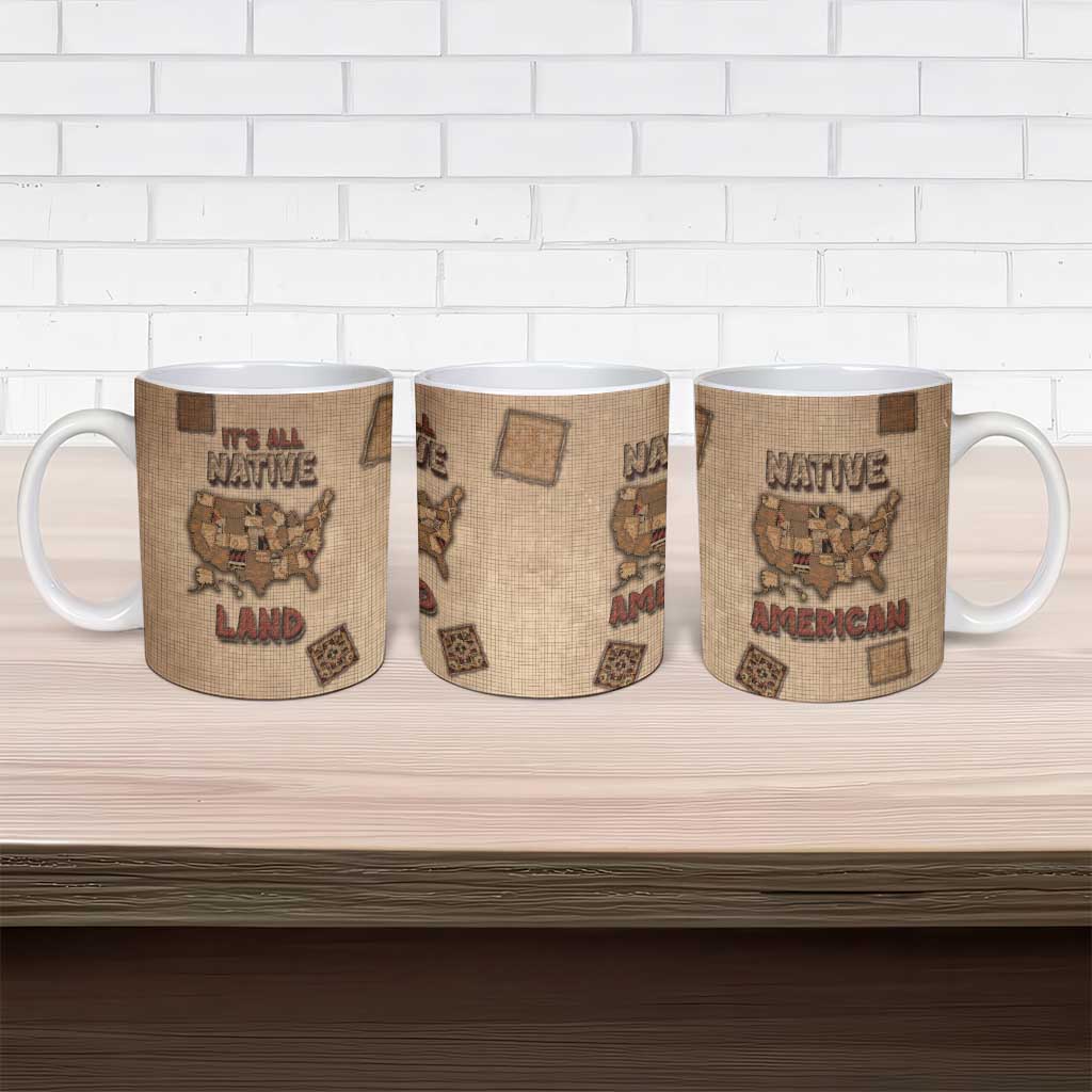 Native American Ceramic Mug Retro Map Stitching Effect