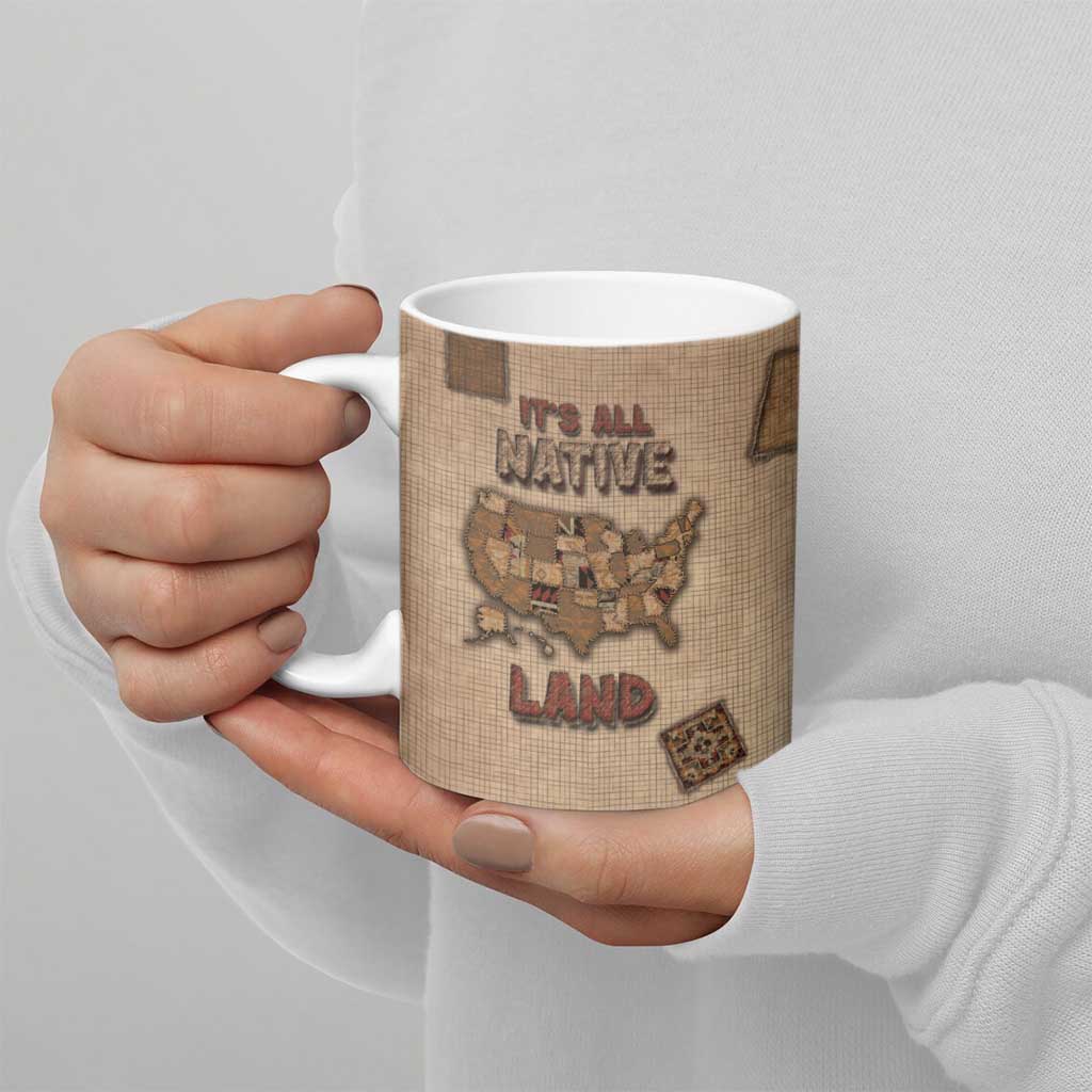 Native American Ceramic Mug Retro Map Stitching Effect