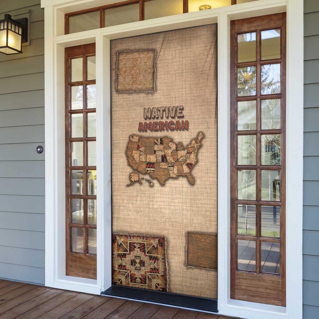 Native American Door Cover Retro Map Stitching Effect