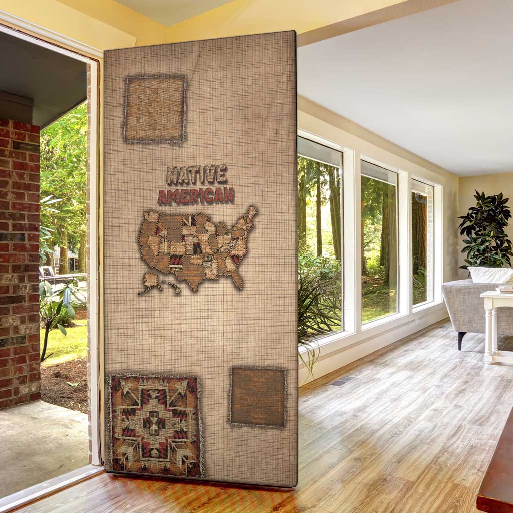 Native American Door Cover Retro Map Stitching Effect