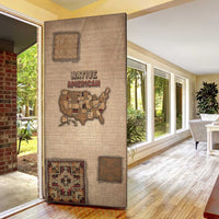 Native American Door Cover Retro Map Stitching Effect