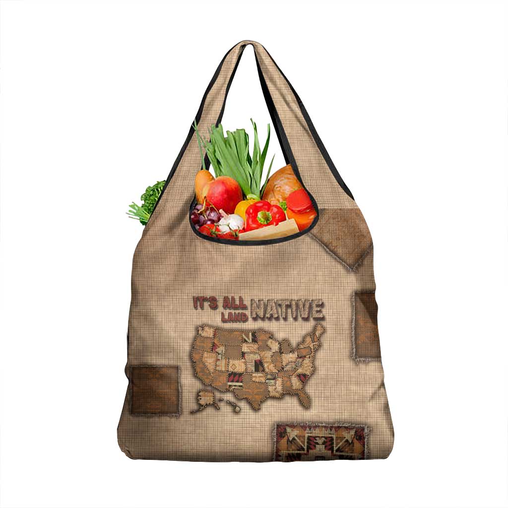 Native American Grocery Bag Retro Map Stitching Effect