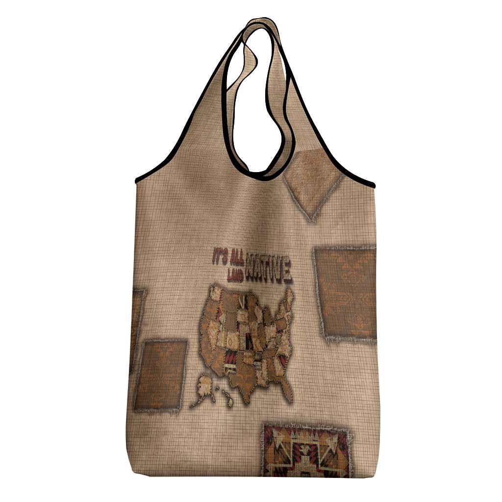 Native American Grocery Bag Retro Map Stitching Effect