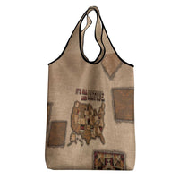 Native American Grocery Bag Retro Map Stitching Effect