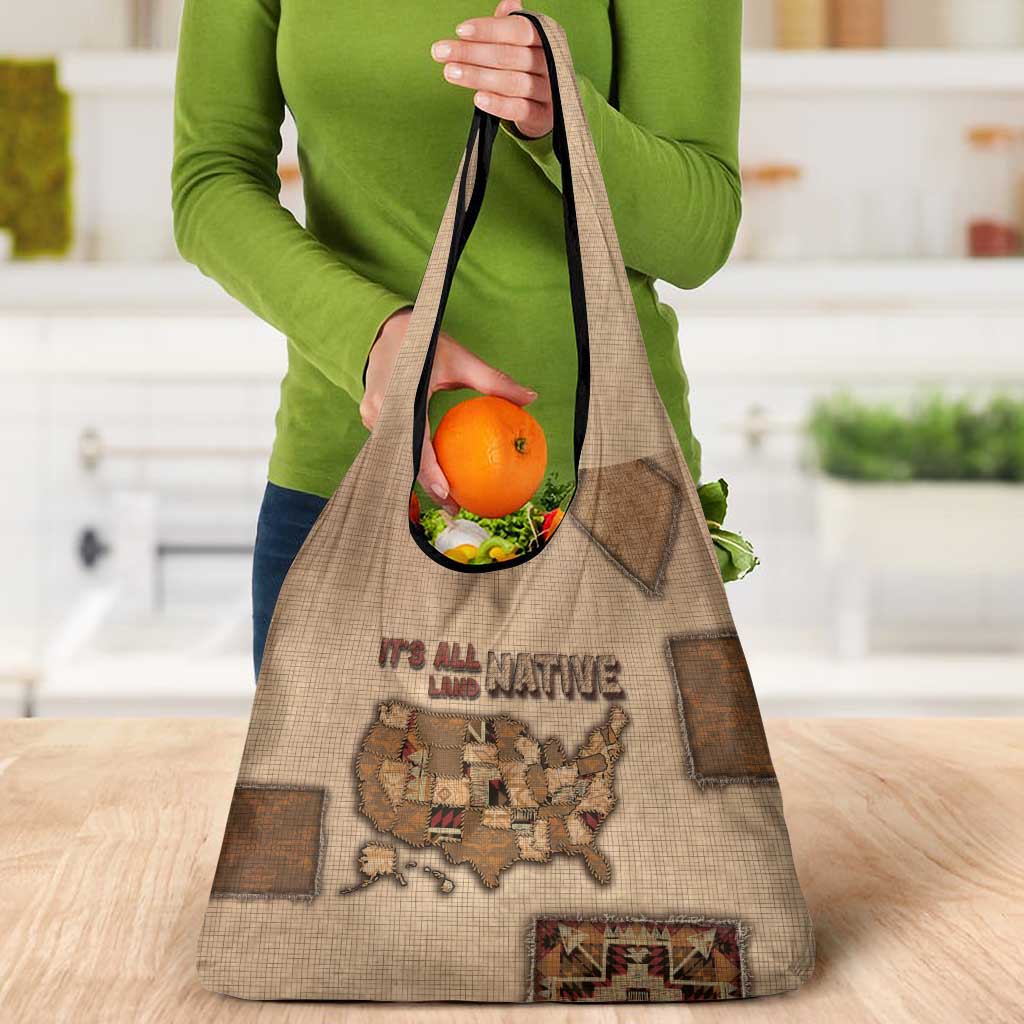 Native American Grocery Bag Retro Map Stitching Effect
