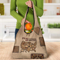 Native American Grocery Bag Retro Map Stitching Effect