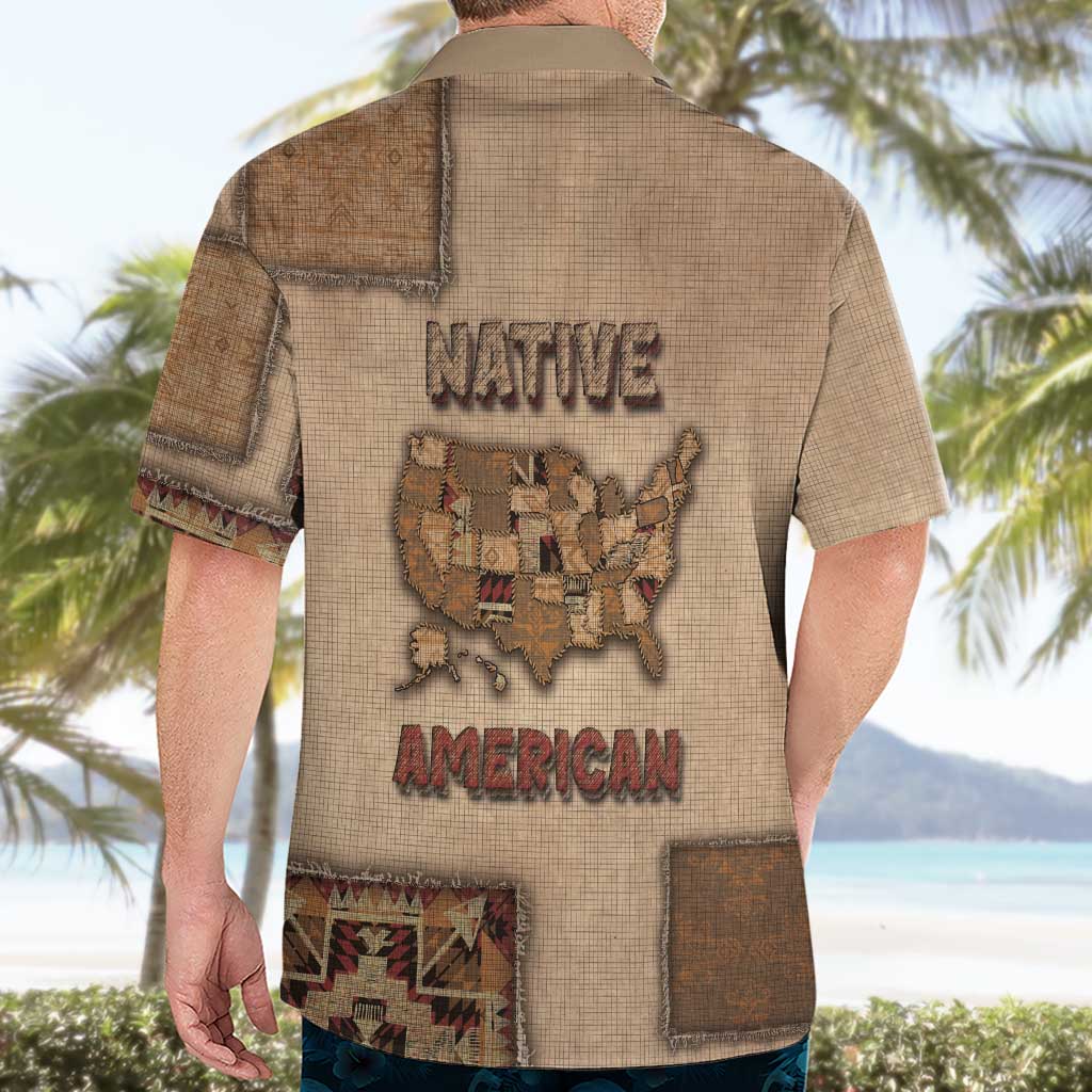 Native American Hawaiian Shirt Retro Map Stitching Effect