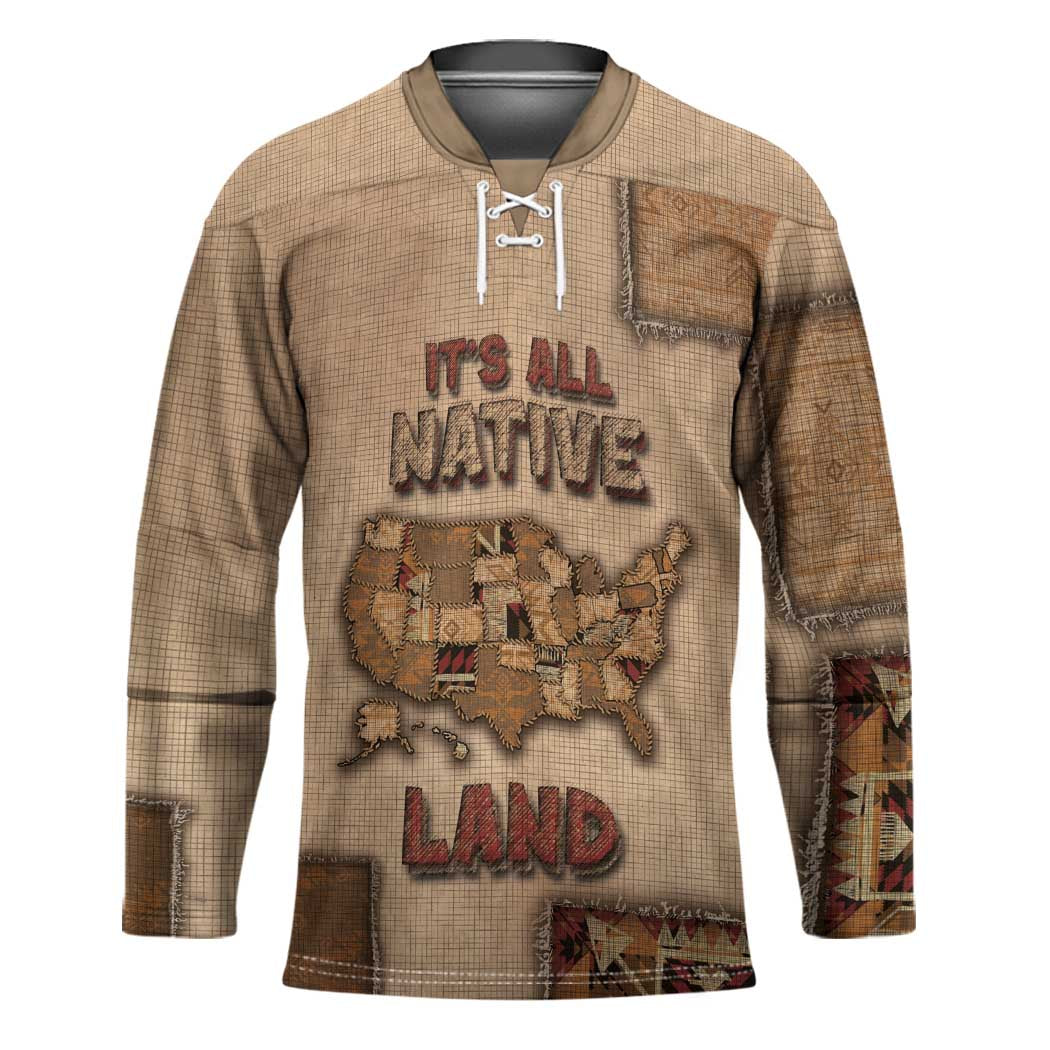 Native American Hockey Jersey Retro Map Stitching Effect