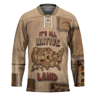 Native American Hockey Jersey Retro Map Stitching Effect
