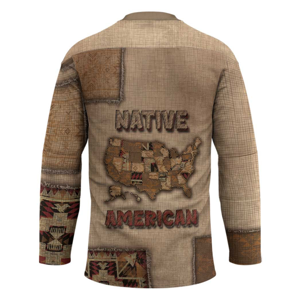 Native American Hockey Jersey Retro Map Stitching Effect