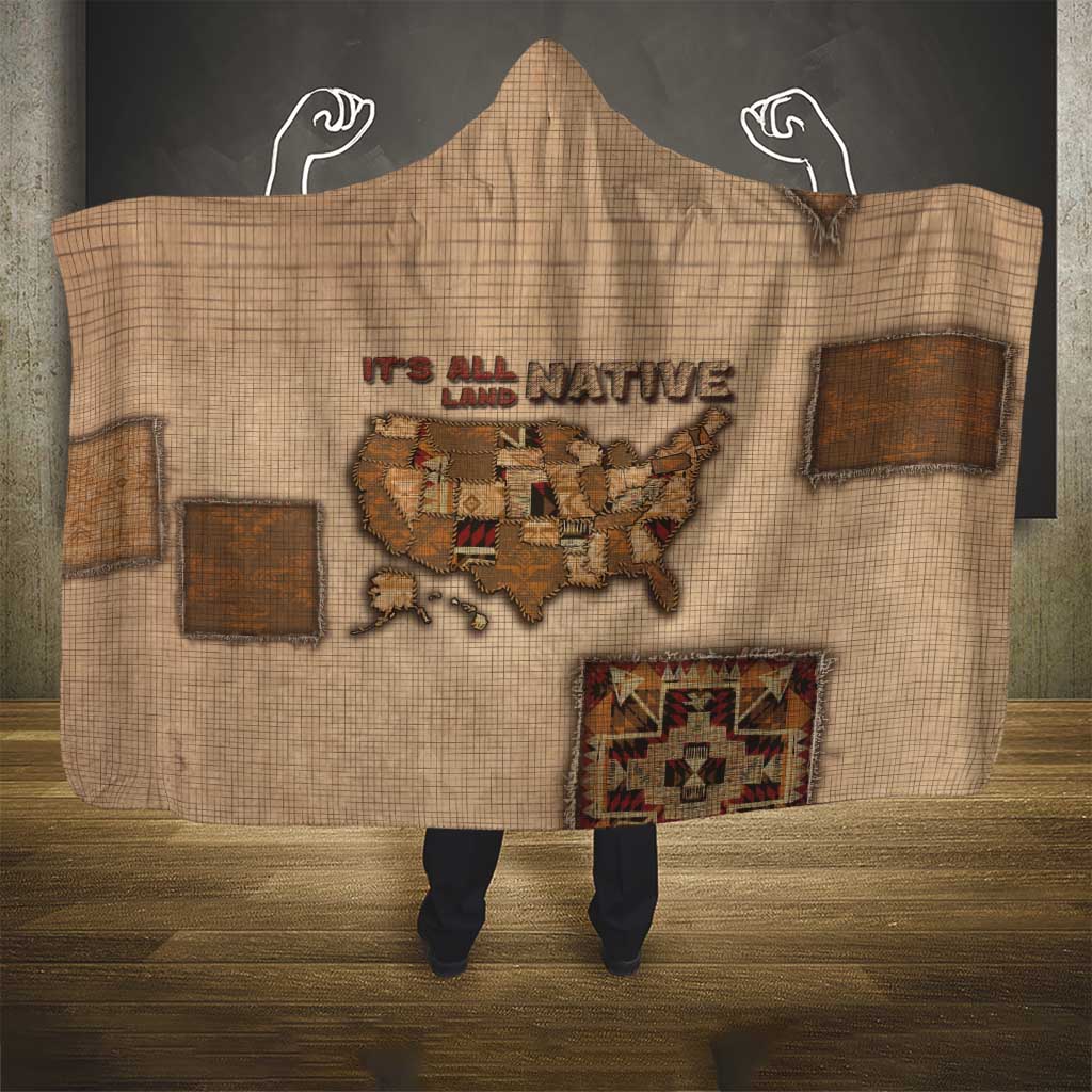 Native American Hooded Blanket Retro Map Stitching Effect