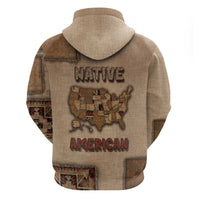 Native American Hoodie Retro Map Stitching Effect