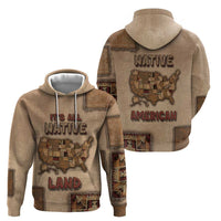 Native American Hoodie Retro Map Stitching Effect