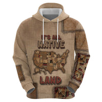 Native American Hoodie Retro Map Stitching Effect