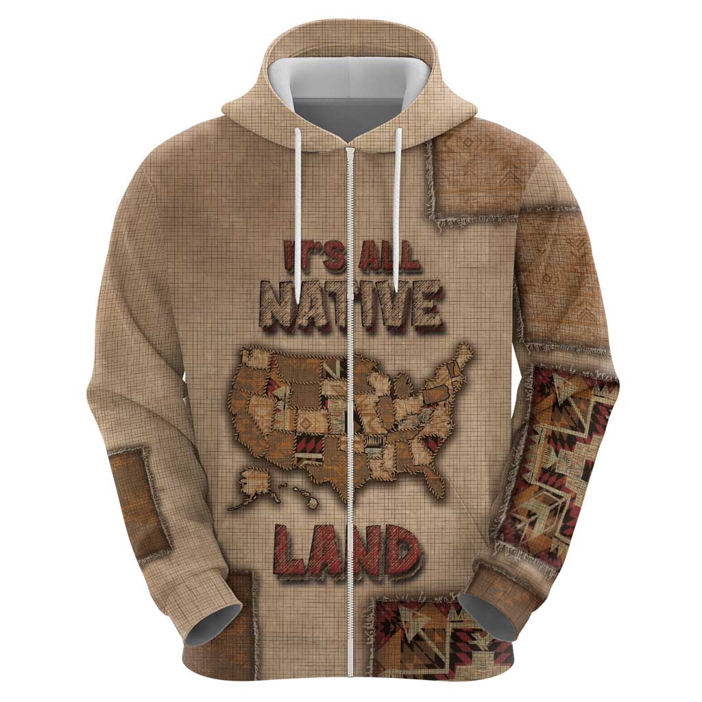 Native American Hoodie Retro Map Stitching Effect