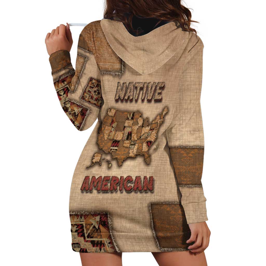Native American Hoodie Dress Retro Map Stitching Effect