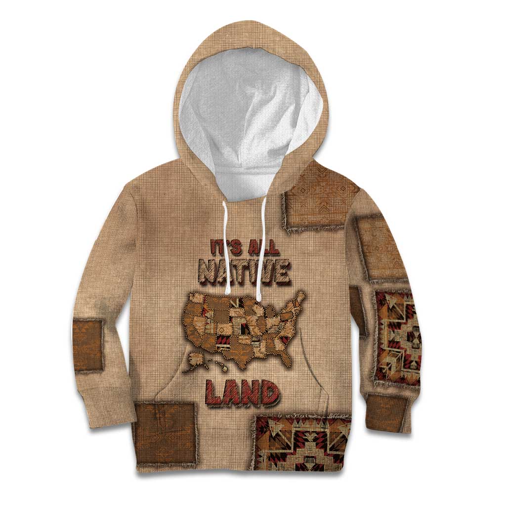 Native American Kid Hoodie Retro Map Stitching Effect
