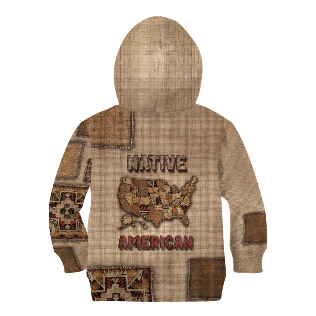 Native American Kid Hoodie Retro Map Stitching Effect