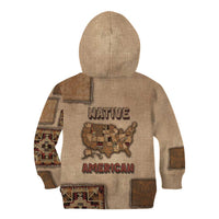 Native American Kid Hoodie Retro Map Stitching Effect