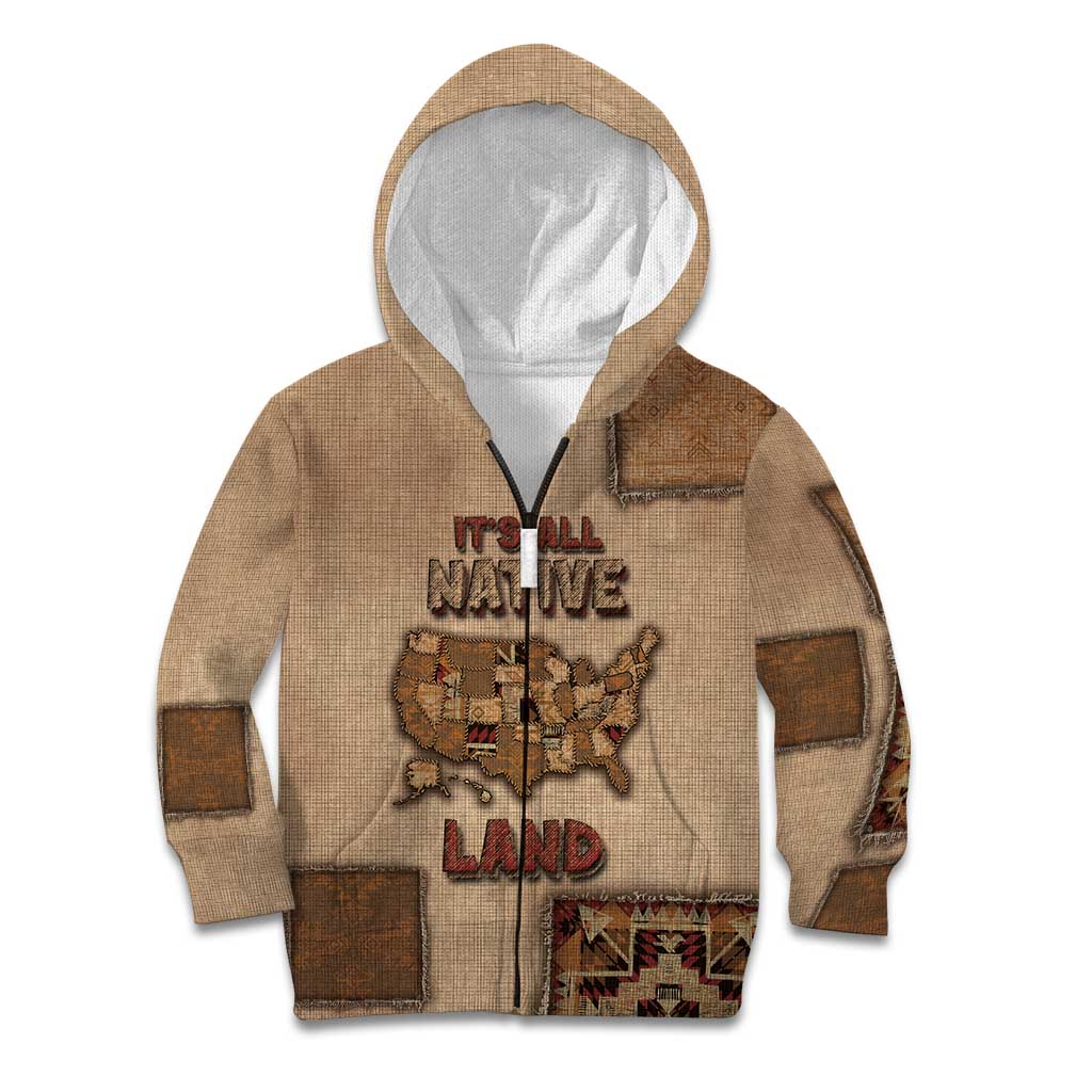 Native American Kid Hoodie Retro Map Stitching Effect