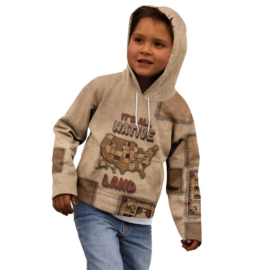 Native American Kid Hoodie Retro Map Stitching Effect