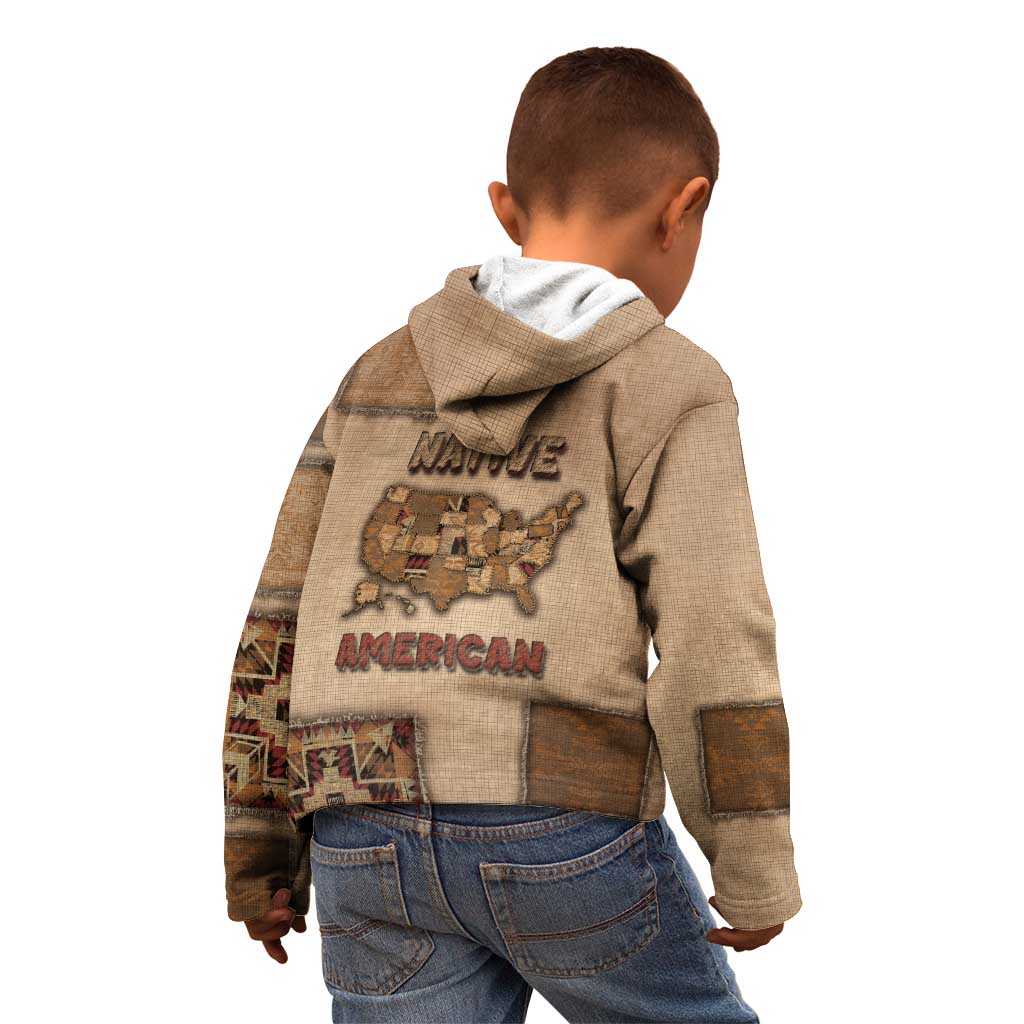 Native American Kid Hoodie Retro Map Stitching Effect