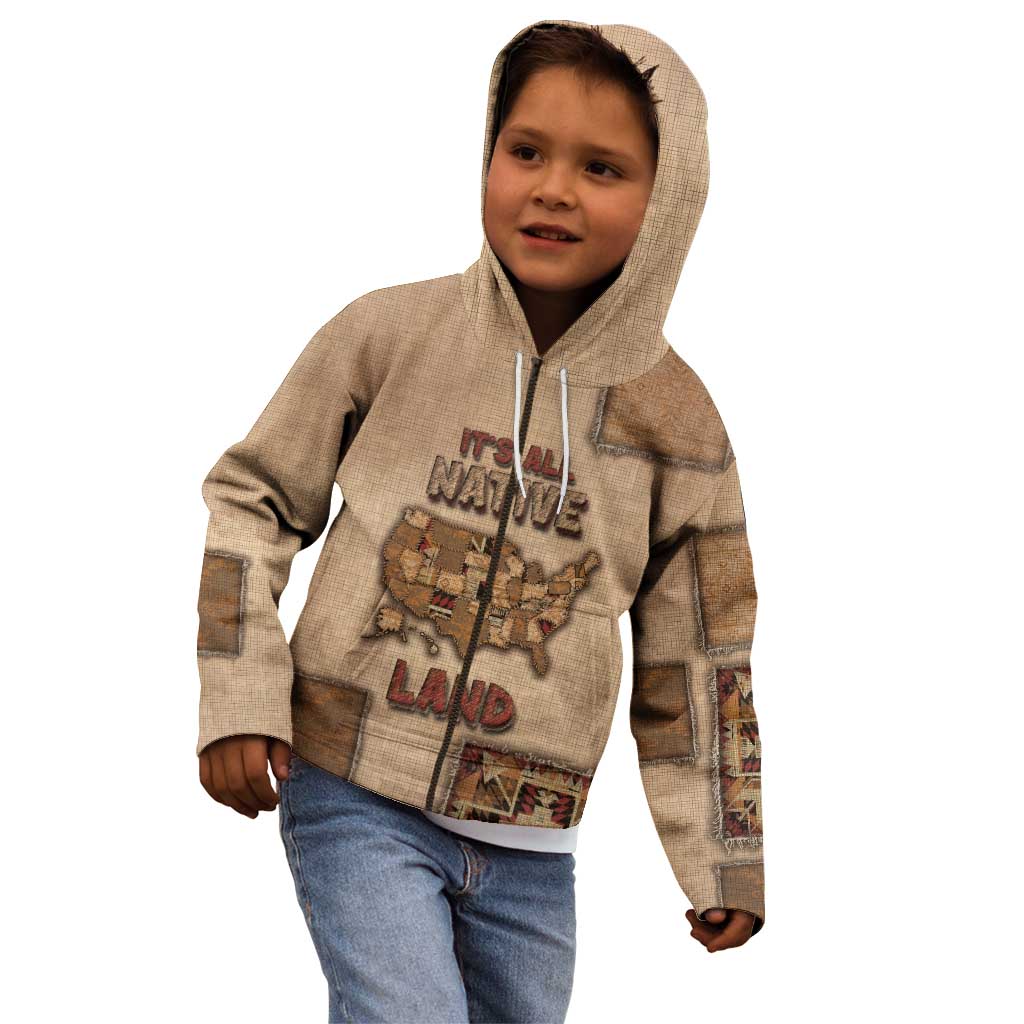 Native American Kid Hoodie Retro Map Stitching Effect