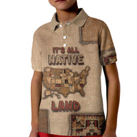 Native American Kid Polo Shirt Retro Map Stitching Effect