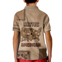 Native American Kid Polo Shirt Retro Map Stitching Effect