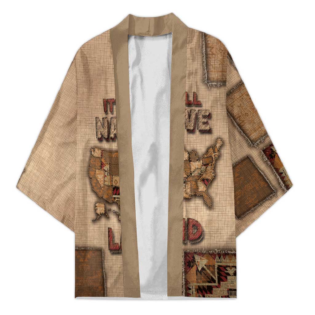 Native American Kimono Retro Map Stitching Effect