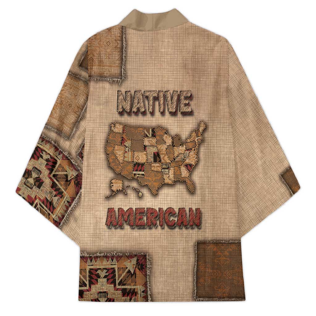 Native American Kimono Retro Map Stitching Effect