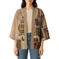 Native American Kimono Retro Map Stitching Effect
