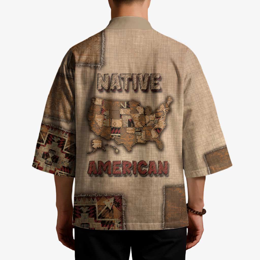 Native American Kimono Retro Map Stitching Effect