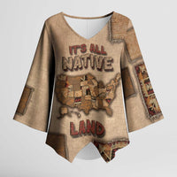 Native American Kimono Sleeve Blouse Retro Map Stitching Effect