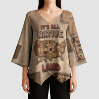 Native American Kimono Sleeve Blouse Retro Map Stitching Effect