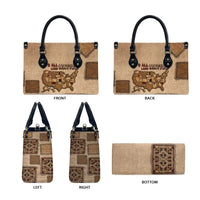Native American Leather Bag Retro Map Stitching Effect