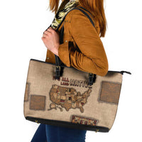 Native American Leather Tote Bag Retro Map Stitching Effect