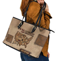 Native American Leather Tote Bag Retro Map Stitching Effect