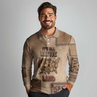 Native American Long Sleeve Polo Shirt Retro Map Stitching Effect