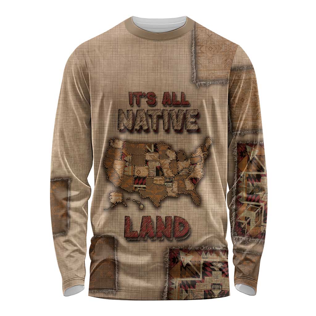 Native American Long Sleeve Shirt Retro Map Stitching Effect