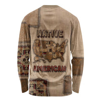 Native American Long Sleeve Shirt Retro Map Stitching Effect