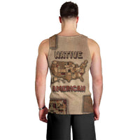 Native American Men Tank Top Retro Map Stitching Effect