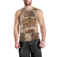 Native American Men Tank Top Retro Map Stitching Effect