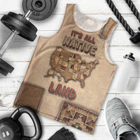 Native American Men Tank Top Retro Map Stitching Effect