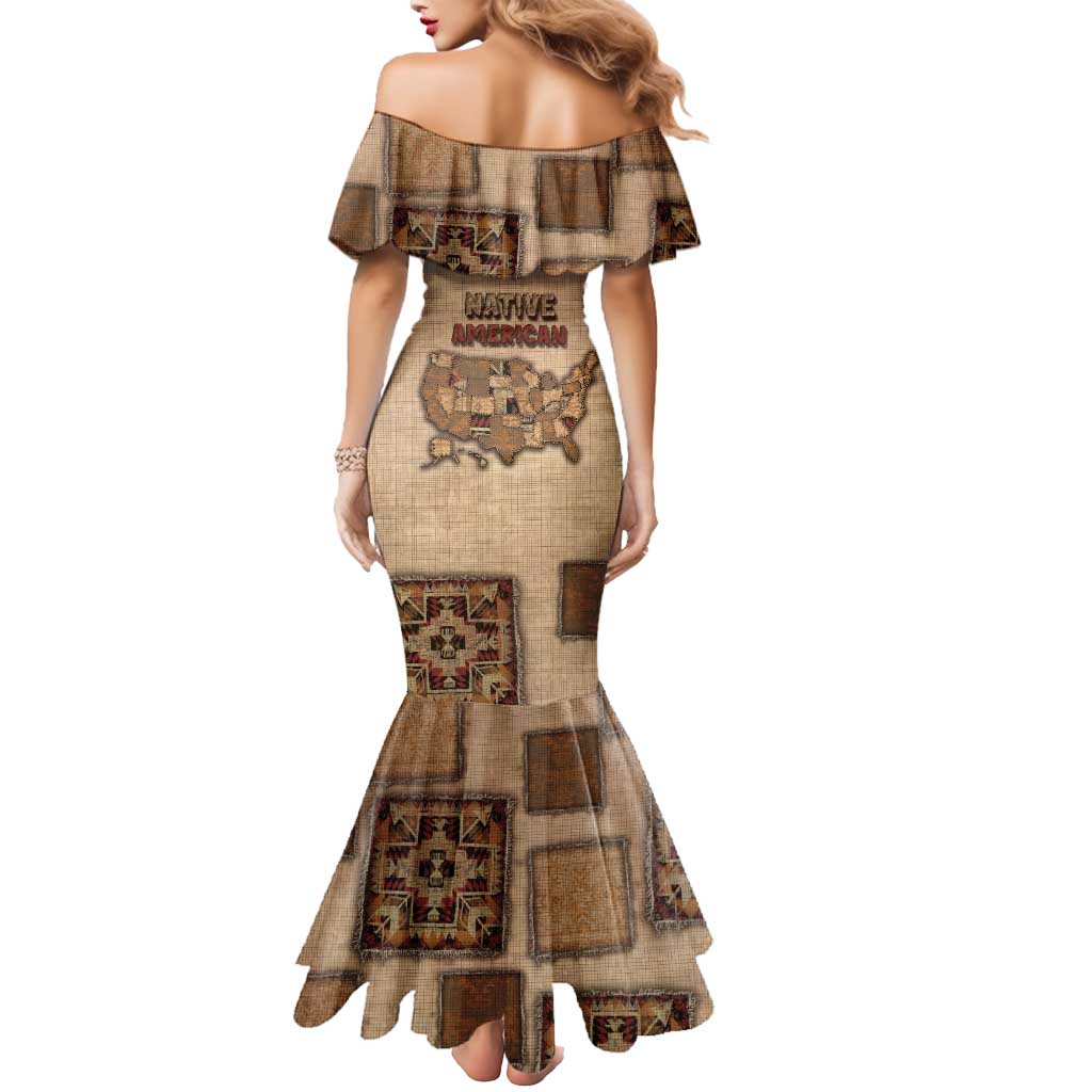 Native American Mermaid Dress Retro Map Stitching Effect