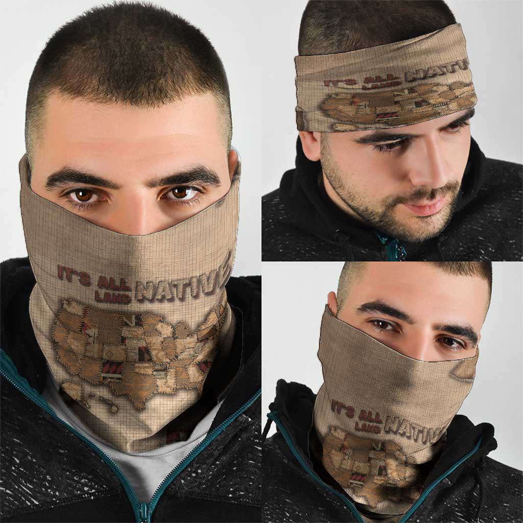 Native American Neck Gaiter Retro Map Stitching Effect