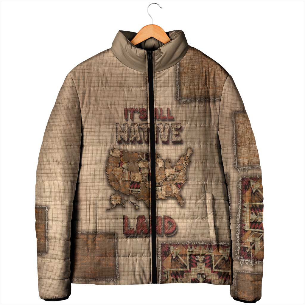 Native American Padded Jacket Retro Map Stitching Effect