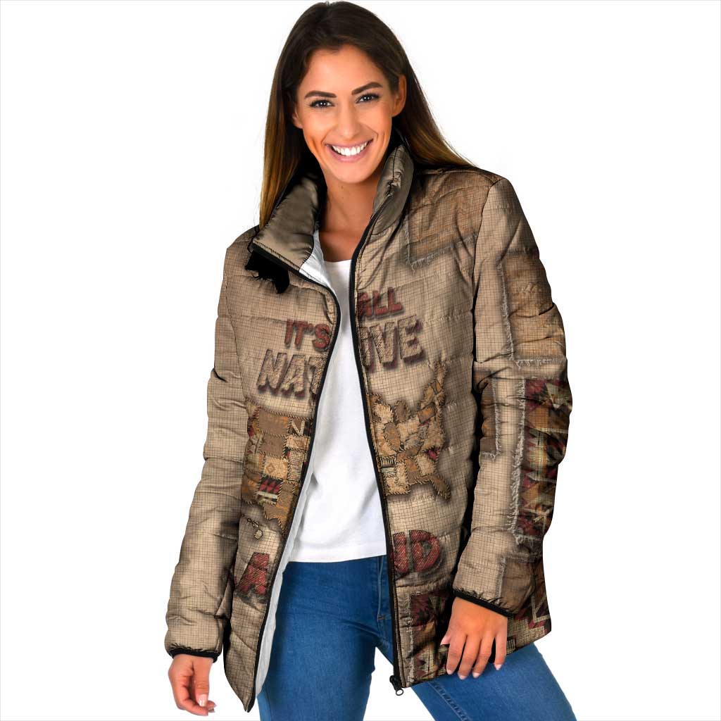 Native American Padded Jacket Retro Map Stitching Effect