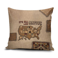 Native American Pillow Cover Retro Map Stitching Effect