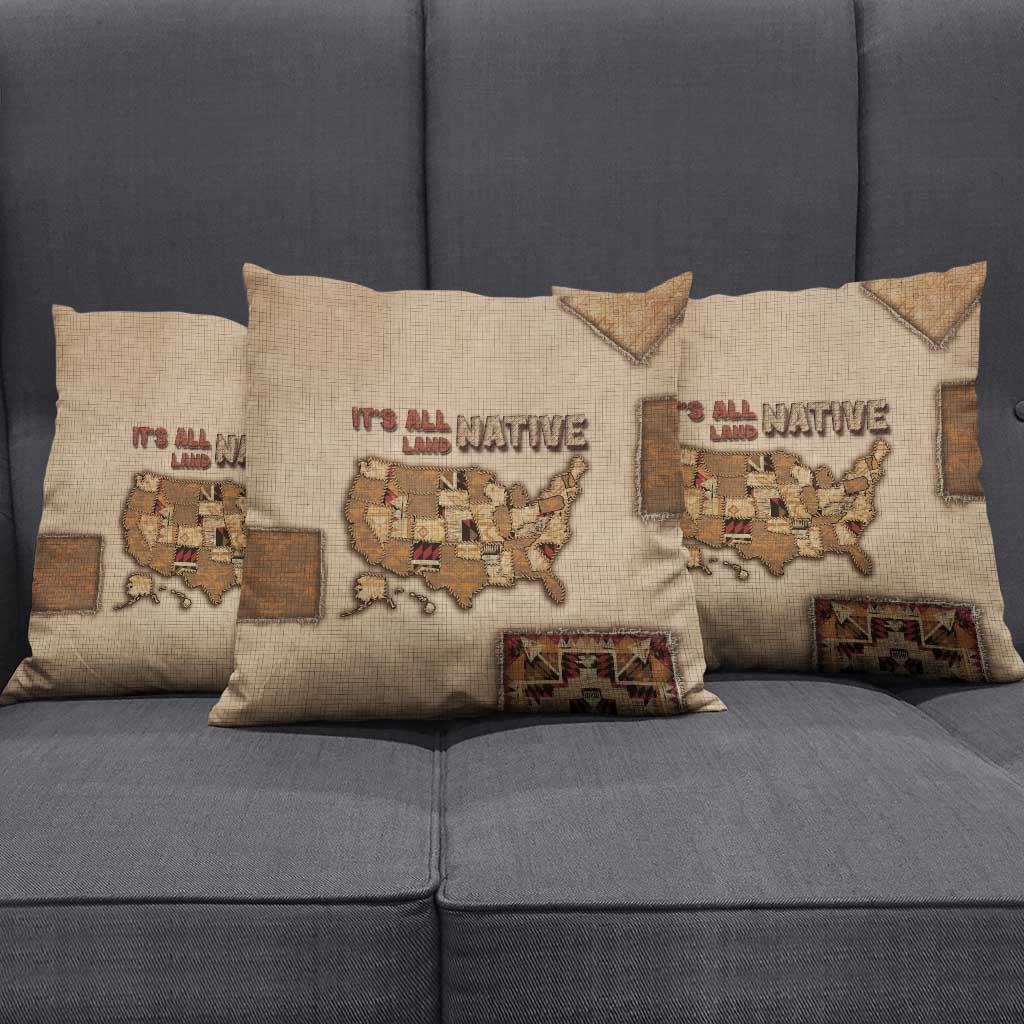 Native American Pillow Cover Retro Map Stitching Effect